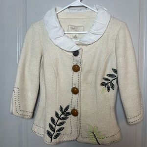 Nick&Mo Exclusive Collection For Nordstrom Ruffle Collar Embroidered Leaf Blazer